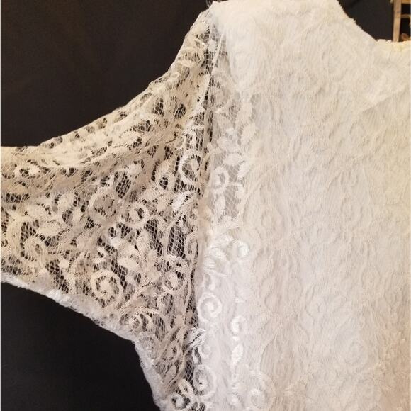 Vintage 80's White Algo Ettes 2 Piece Dress Short Sleeve Round Neck Women Size 9 - Picture 5 of 16